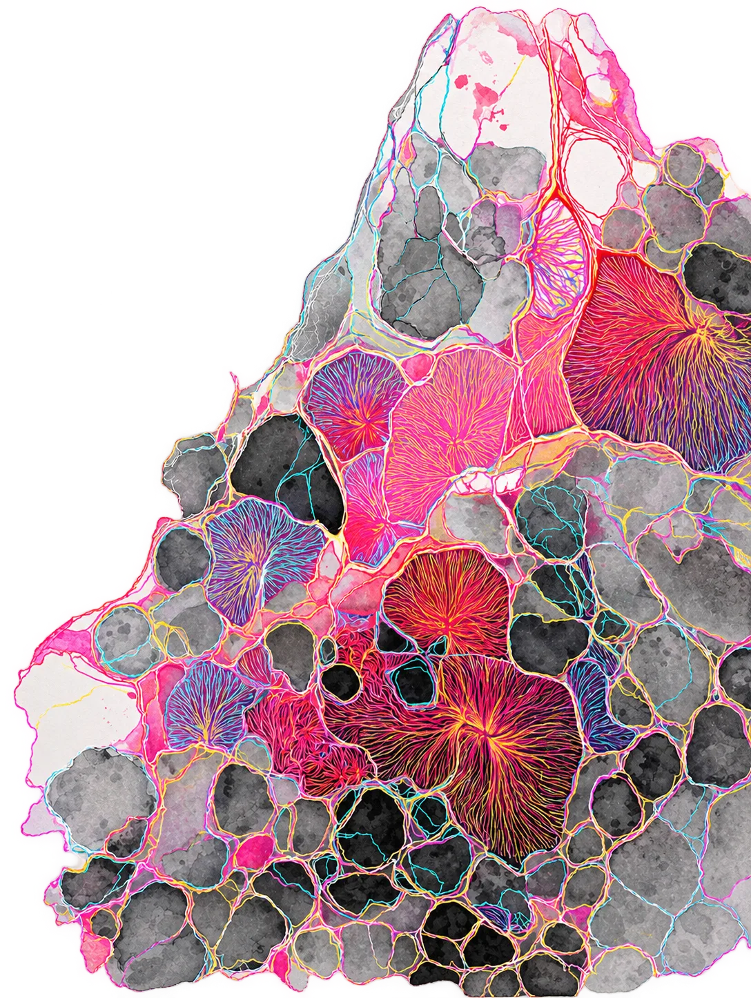 Neon cellular network illustration