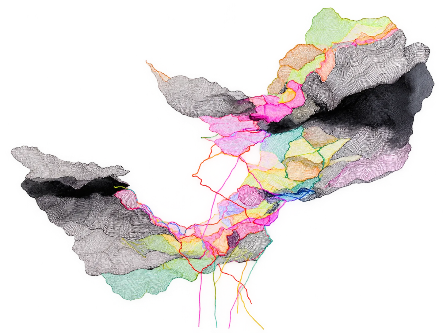 Abstract layered contour landform illustration