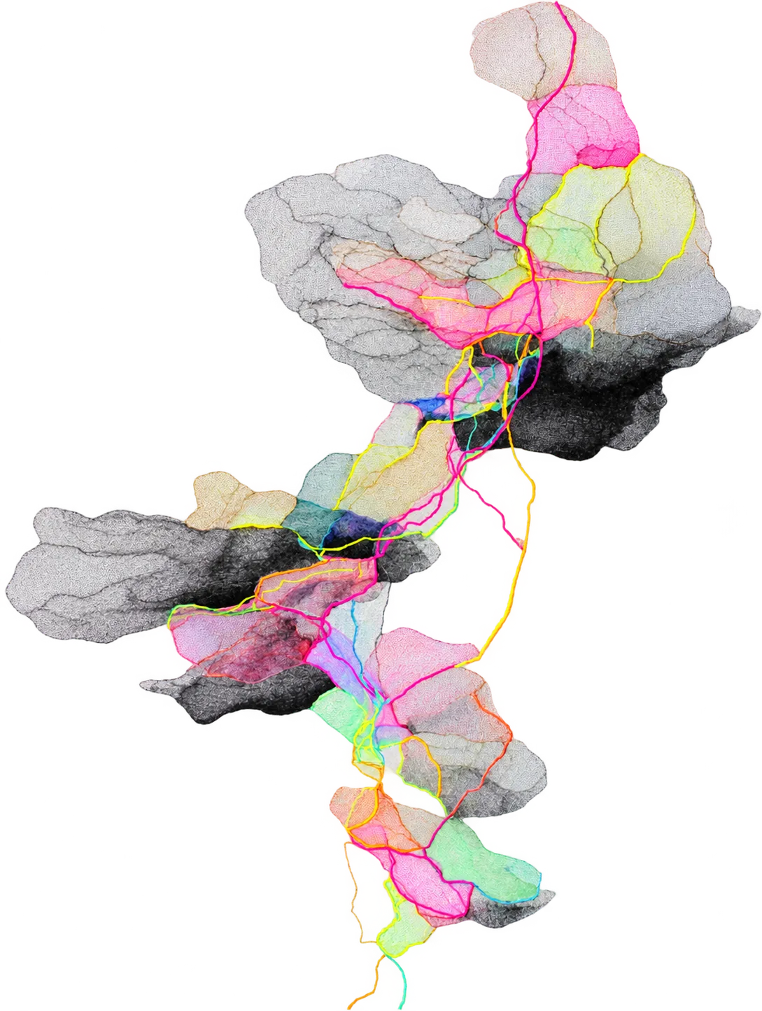 Abstract layered contour network illustration