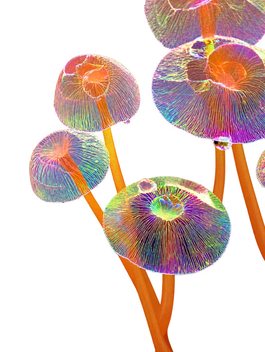 Iridescent mushroom cluster artwork